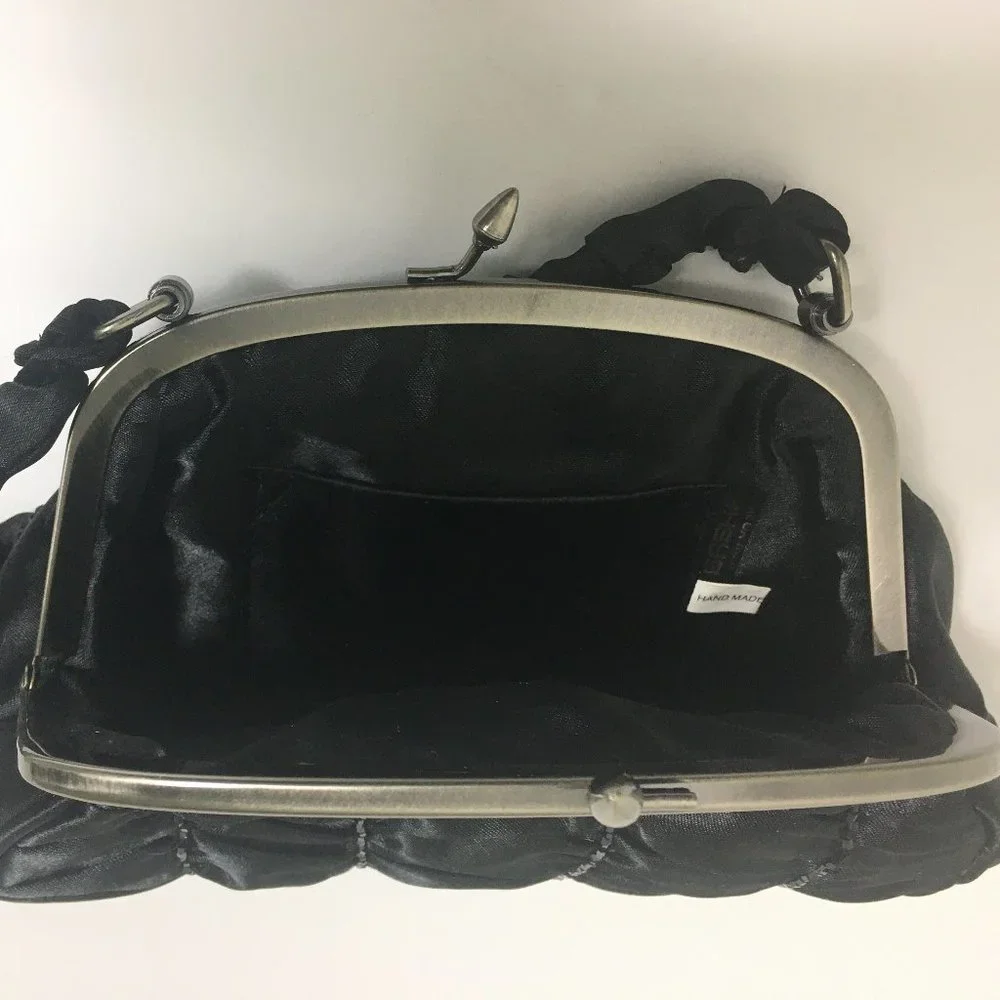 Ruched Satin Beaded Handbag NWOT